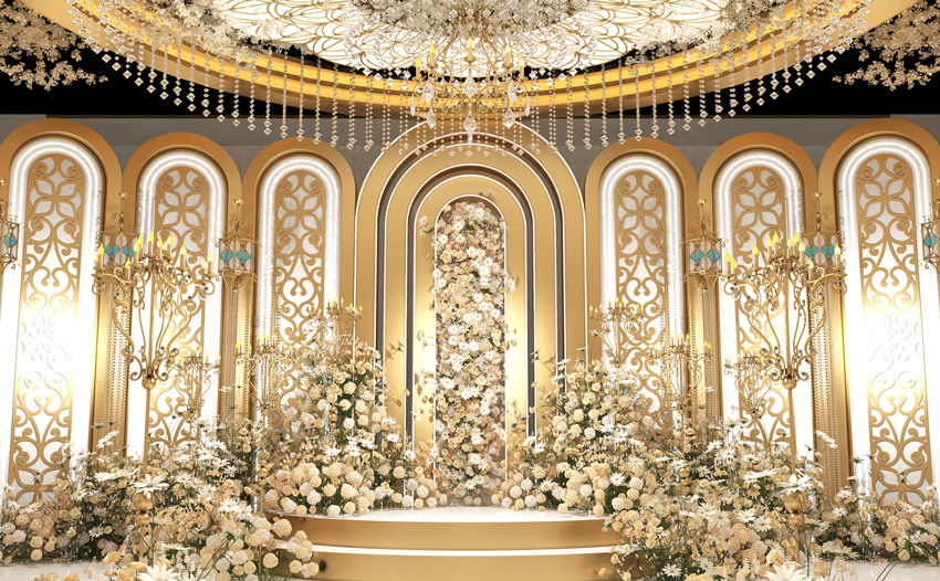 叙永香槟色调婚礼堂效果展示